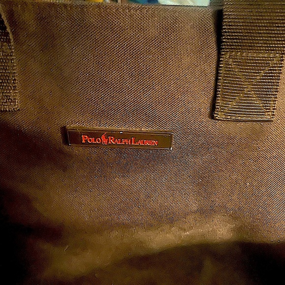 Ralph Lauren Preppy Quiet Luxury Black Tote featuring Red Polo Logo & Zipper - Picture 1 of 13